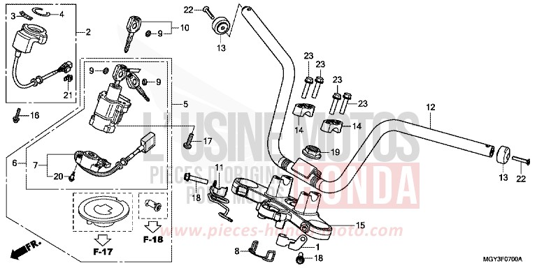 TUYAU DE GUIDON/PONT SUPERIEUR von VFR800X „Crossrunner“ MAT GUNPOWDER BLACK METALLIC (NH436) von 2013